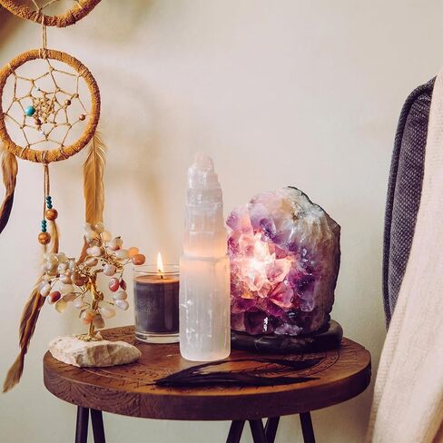 RattanView Large Selenite Tower 8'' Selenite Bracelet Holder Display Organizer Stand Healing Cleansing Recharging Home Decor in Kuwait