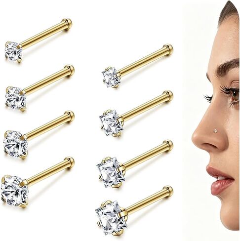 davka 20G Hypoallergenic Nose Rings Studs, Surgical Stainless Steel Cubic Zirconia Nose Stud Labret Nose Piercing Jewelry for Women Men, 1.5mm 2mm 2.5mm 3mm CZ in Saudi Arabia