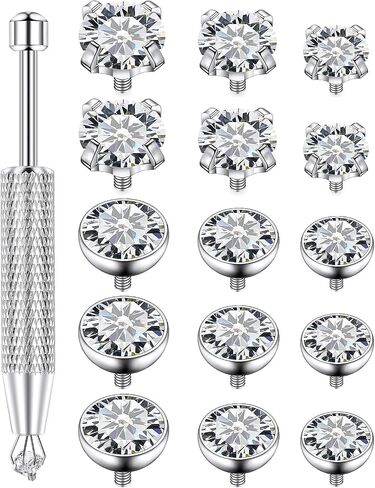 14G CZ Dermal Tops 316L Surgical Steel Internally Threaded Cubic Zirconia Silver Dermal Anchor Tops Dermal Piercing Dermal Kit Piercing Jewelry CZ Size 2mm 3mm 4mm in Saudi Arabia