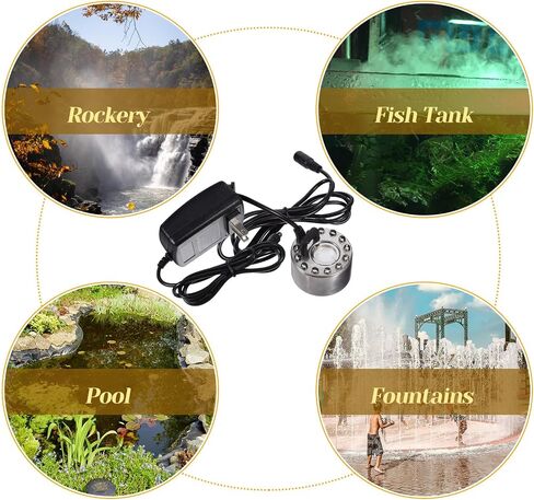 Colorful LED Fog Maker Mist Sprayer Atomizing Head 110v- Aquarium Fish Tank Accessory for Indoor Fountains and Rockery Water Features in Kuwait