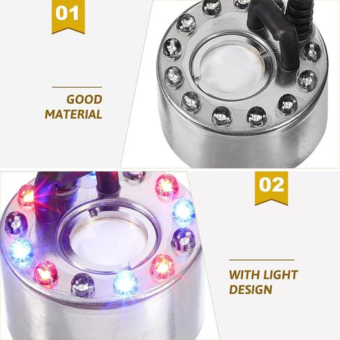 Colorful LED Fog Maker Mist Sprayer Atomizing Head 110v- Aquarium Fish Tank Accessory for Indoor Fountains and Rockery Water Features in Kuwait