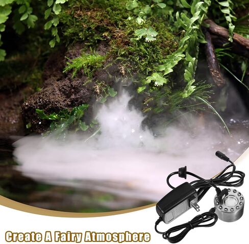 LED Colorful Aquarium Fog Maker Mist Generator with Ultrasonic Atomizing Head, Small Fogger for Fish Tank Indoor Fountain Humidifier, 110 Compatible for Home Décor and Party Use in Kuwait