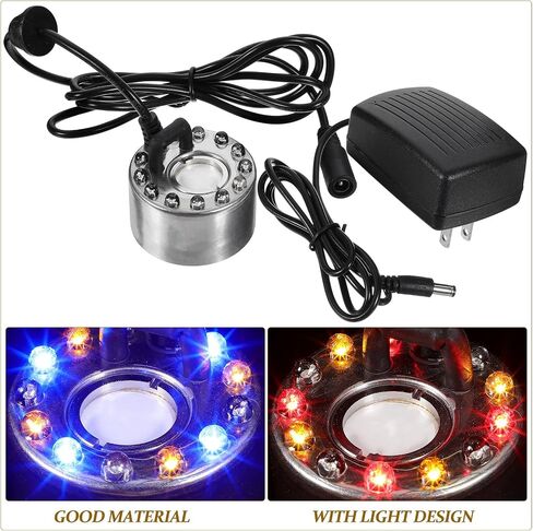 LED Colorful Aquarium Fog Maker Mist Generator with Ultrasonic Atomizing Head, Small Fogger for Fish Tank Indoor Fountain Humidifier, 110 Compatible for Home Décor and Party Use in Kuwait