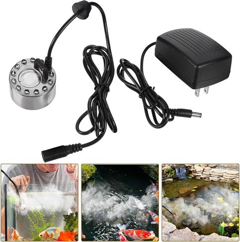 LED Colorful Aquarium Fog Maker Mist Generator with Ultrasonic Atomizing Head, Small Fogger for Fish Tank Indoor Fountain Humidifier, 110 Compatible for Home Décor and Party Use in Kuwait