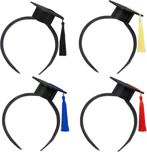 Graduation Hat Headband 2026 Mini Bachelor Cap Headband with Tassels 4Pcs Felt Graduation Headbands for Graduation Party Dress Up Photo Props Costume Accessory in Saudi Arabia