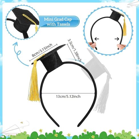 Graduation Hat Headband 2026 Mini Bachelor Cap Headband with Tassels 4Pcs Felt Graduation Headbands for Graduation Party Dress Up Photo Props Costume Accessory in Saudi Arabia