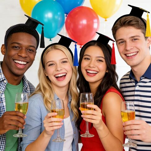 Graduation Hat Headband 2026 Mini Bachelor Cap Headband with Tassels 4Pcs Felt Graduation Headbands for Graduation Party Dress Up Photo Props Costume Accessory in Saudi Arabia
