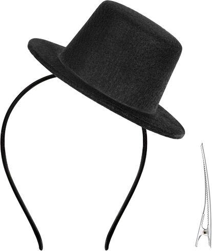 Mini Top Hat Headband, Black Small Magician Top Hat with Clip for Women Men, Elegant Headpiece Costume for Halloween Cosplay Tea Party in Saudi Arabia