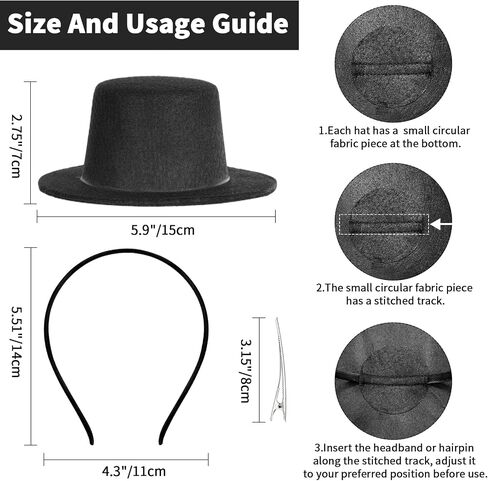 Mini Top Hat Headband, Black Small Magician Top Hat with Clip for Women Men, Elegant Headpiece Costume for Halloween Cosplay Tea Party in Saudi Arabia