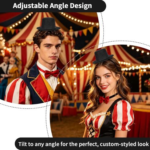Mini Top Hat Headband, Black Small Magician Top Hat with Clip for Women Men, Elegant Headpiece Costume for Halloween Cosplay Tea Party in Saudi Arabia