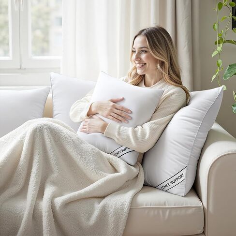 MIULEE 18x18 Inch Pillows Inserts, Pack of 4 Down Alternative Virgin Filling Comfy Support Throw Pillows for Sofa Couch Bed in Kuwait