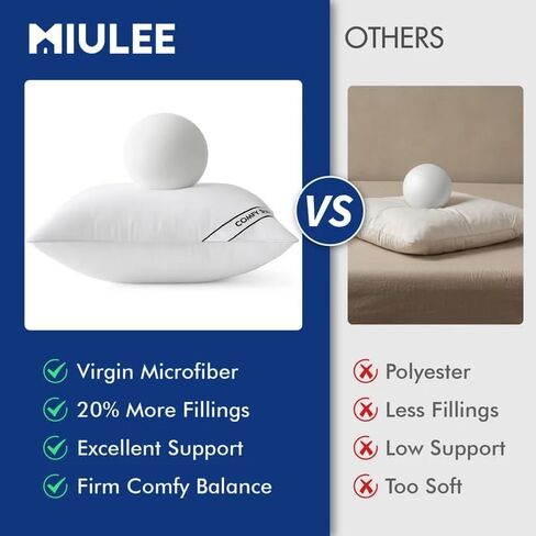 MIULEE 18x18 Inch Pillows Inserts, Pack of 4 Down Alternative Virgin Filling Comfy Support Throw Pillows for Sofa Couch Bed in Kuwait