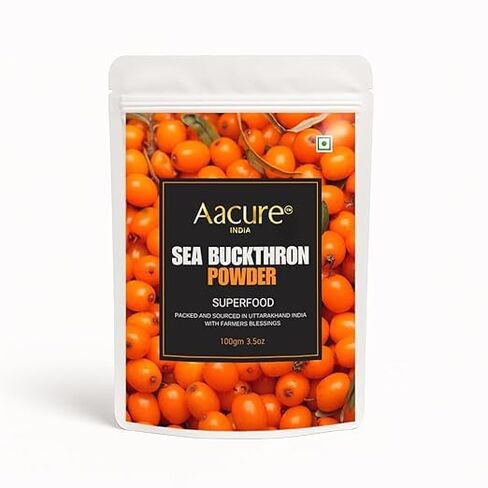 Aacure Sea Buckthron Berry Powder |100+Cups| Himalayan Sea Buckthorn Dry Berry from Ladakh|100gms in Saudi Arabia