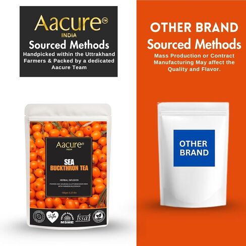 Aacure Sea Buckthron Berry Powder |100+Cups| Himalayan Sea Buckthorn Dry Berry from Ladakh|100gms in Saudi Arabia