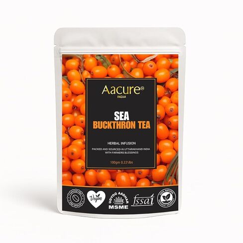 Aacure Sea Buckthron Berry Powder |100+Cups| Himalayan Sea Buckthorn Dry Berry from Ladakh|100gms in Saudi Arabia