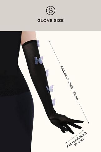 BABEYOND Lace Gloves for Women - Princess Gloves Long Stretchy Butterflies Mesh Tulle Sheer for Costume Tea Party in Kuwait