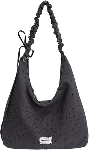 Cute Bow Gingham Shoulder Bag Women Casual Lightweight Large Capacity Hobo Tote Bag Soft Plaid Fabric Handbag in Kuwait