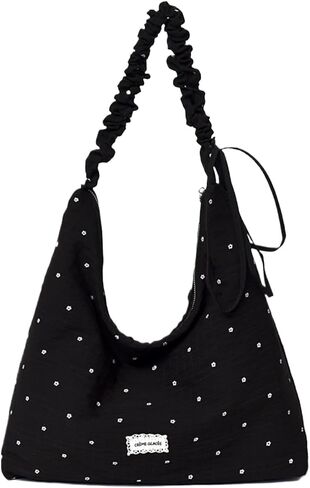Cute Bow Gingham Shoulder Bag Women Casual Lightweight Large Capacity Hobo Tote Bag Soft Plaid Fabric Handbag in Kuwait