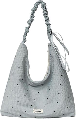 Cute Bow Gingham Shoulder Bag Women Casual Lightweight Large Capacity Hobo Tote Bag Soft Plaid Fabric Handbag in Kuwait