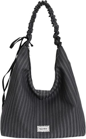 Cute Bow Gingham Shoulder Bag Women Casual Lightweight Large Capacity Hobo Tote Bag Soft Plaid Fabric Handbag in Kuwait
