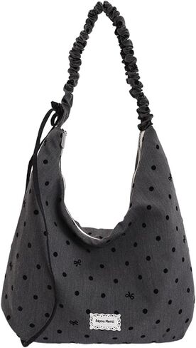 Cute Bow Gingham Shoulder Bag Women Casual Lightweight Large Capacity Hobo Tote Bag Soft Plaid Fabric Handbag in Kuwait