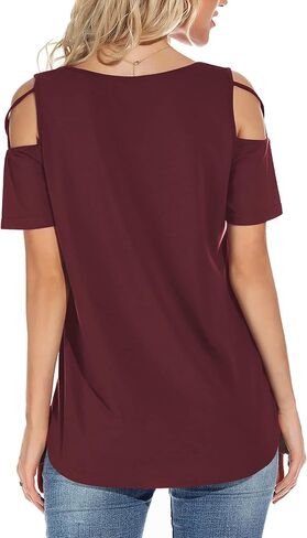 Jar of Love Women's Short Sleeve Cold Shoulder Tops T-Shirts for Women Spring Summer Tops Loose Fit Tunic 2026 in Saudi Arabia