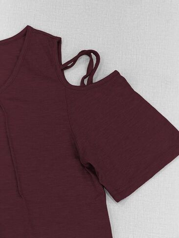 Jar of Love Women's Short Sleeve Cold Shoulder Tops T-Shirts for Women Spring Summer Tops Loose Fit Tunic 2026 in Saudi Arabia