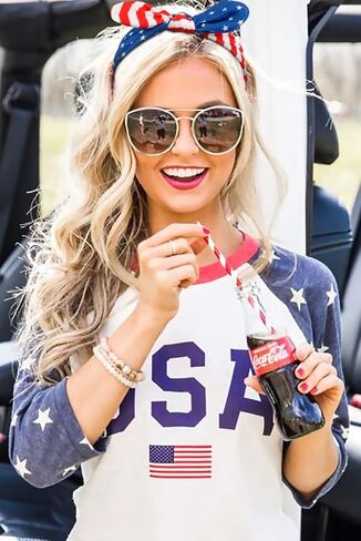 Tobeffect 4th of July Headbands for Women American Flag Hair Accessories- Patriotic Women's Headbands with Bow Non Slip - Red White and Blue Hairbands for Independence Day Wide Head Wraps 1 Pack in Saudi Arabia