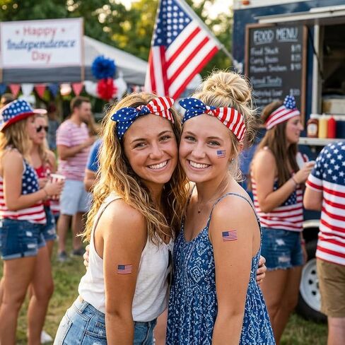 Tobeffect 4th of July Headbands for Women American Flag Hair Accessories- Patriotic Women's Headbands with Bow Non Slip - Red White and Blue Hairbands for Independence Day Wide Head Wraps 1 Pack in Saudi Arabia