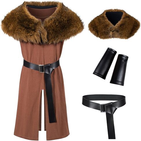 Kids Renaissance Medieval Knight Robe Viking outfit Warrior LARP Tunic Halloween Costume Accessories Set in Saudi Arabia