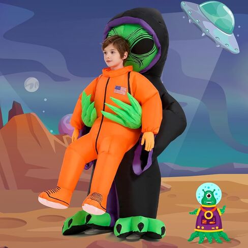 GOOSH Inflatable Alien Costume Kids, Blow Up Costumes for Chilren, Halloween Funny Costume for Party Cosplay in Kuwait