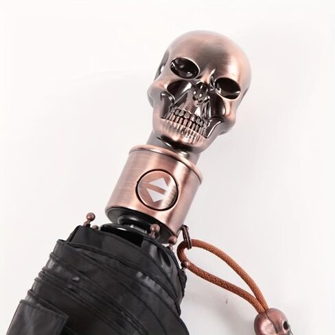 مظلة أوتوماتيكية على طراز Skull Punk - مقاومة للرياح، وخفيفة الوزن للغاية، وتصميم ثلاثي الطي in Kuwait