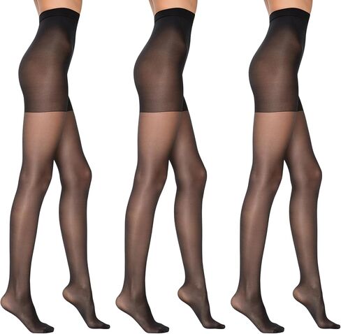 PENTI 3 Pairs 20 Den Shaper Control Top Pantyhose | High-Waisted Shapewear Tights | Oeko-Tex Certified in Saudi Arabia