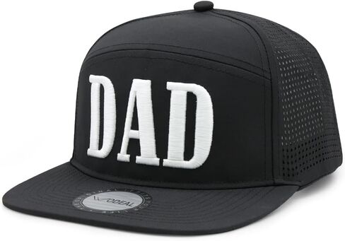 Dad Snapback Hats for Men, Adjustable Quick Dry Flat Bill Cap, Laser Cut Daddy Trucker Hat, Fathers Day Birthday New Dad Gifts Black in Kuwait