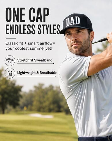 Dad Snapback Hats for Men, Adjustable Quick Dry Flat Bill Cap, Laser Cut Daddy Trucker Hat, Fathers Day Birthday New Dad Gifts Black in Kuwait