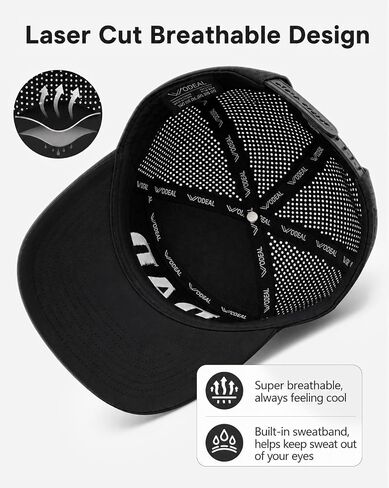Dad Snapback Hats for Men, Adjustable Quick Dry Flat Bill Cap, Laser Cut Daddy Trucker Hat, Fathers Day Birthday New Dad Gifts Black in Kuwait