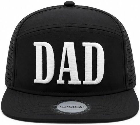 Dad Snapback Hats for Men, Adjustable Quick Dry Flat Bill Cap, Laser Cut Daddy Trucker Hat, Fathers Day Birthday New Dad Gifts Black in Kuwait
