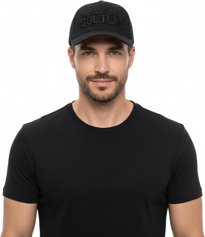 VERSACE JEANS COUTURE Black Bold Signature Baseball Cap in Kuwait