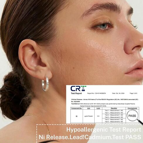 Senteria 4MM Sterling Silver Post Hoop Earrings Hypoallergenic 14K Gold Plated Hoop Earrings with AAA+ Cubic Zirconia Lightweight Thick Diamond Hoops Earring for Women Gift 25/30/40/50/60/70MM in Saudi Arabia