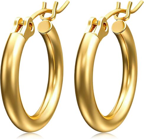 14K Gold Plated Hoop Earrings for Women, Huggie Hoop Earrings,Hypoallergenic Lightweight Small Hoop Earring for Womens with Gift Box,Birthday Valentine's Jewelry Ideal Gift for Wife Mom Girlfriend/Her in Kuwait