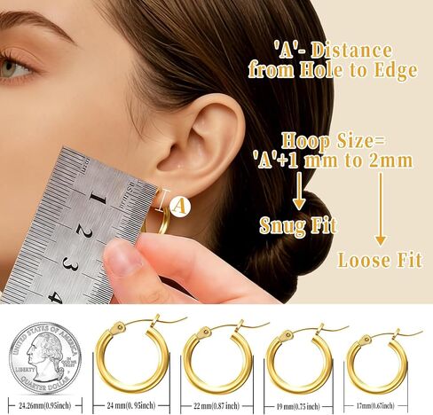 14K Gold Plated Hoop Earrings for Women, Huggie Hoop Earrings,Hypoallergenic Lightweight Small Hoop Earring for Womens with Gift Box,Birthday Valentine's Jewelry Ideal Gift for Wife Mom Girlfriend/Her in Kuwait