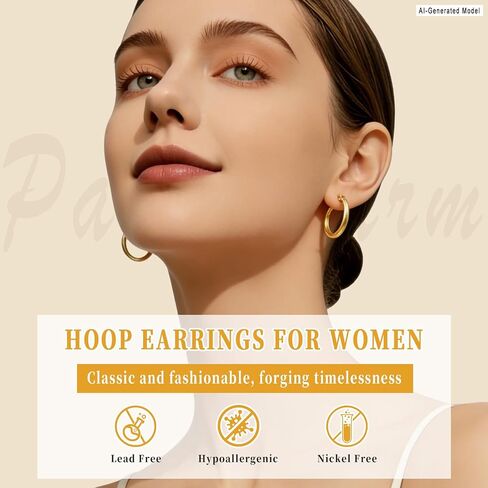 14K Gold Plated Hoop Earrings for Women, Huggie Hoop Earrings,Hypoallergenic Lightweight Small Hoop Earring for Womens with Gift Box,Birthday Valentine's Jewelry Ideal Gift for Wife Mom Girlfriend/Her in Kuwait