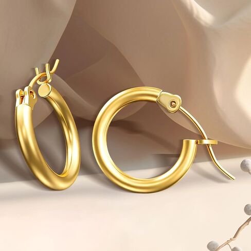 14K Gold Plated Hoop Earrings for Women, Huggie Hoop Earrings,Hypoallergenic Lightweight Small Hoop Earring for Womens with Gift Box,Birthday Valentine's Jewelry Ideal Gift for Wife Mom Girlfriend/Her in Kuwait