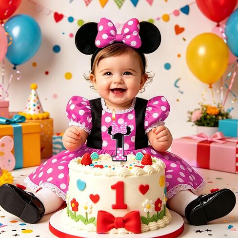 2.76 Inch Cartoon Pink and Black Mouse 2 Number Birthday Candles, Anime Cartoon Number Candles, Cake Number Candles, Party Celebration, Style Candle in Kuwait