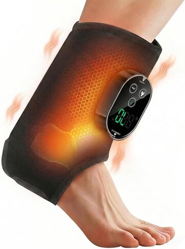 Wearable Ankle Massager with Heat & Vibration, Cordless Heated Ankle Wrap for Ankle and Foot Comfort, Adjustable Heat Levels, Rechargeable, Single, Black in Saudi Arabia