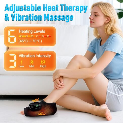 Wearable Ankle Massager with Heat & Vibration, Cordless Heated Ankle Wrap for Ankle and Foot Comfort, Adjustable Heat Levels, Rechargeable, Single, Black in Saudi Arabia