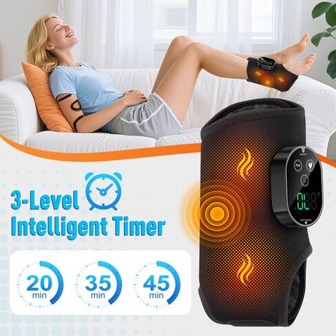 Wearable Ankle Massager with Heat & Vibration, Cordless Heated Ankle Wrap for Ankle and Foot Comfort, Adjustable Heat Levels, Rechargeable, Single, Black in Saudi Arabia