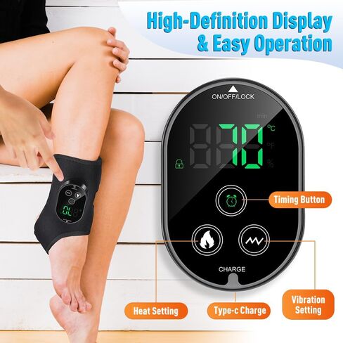 Wearable Ankle Massager with Heat & Vibration, Cordless Heated Ankle Wrap for Ankle and Foot Comfort, Adjustable Heat Levels, Rechargeable, Single, Black in Saudi Arabia