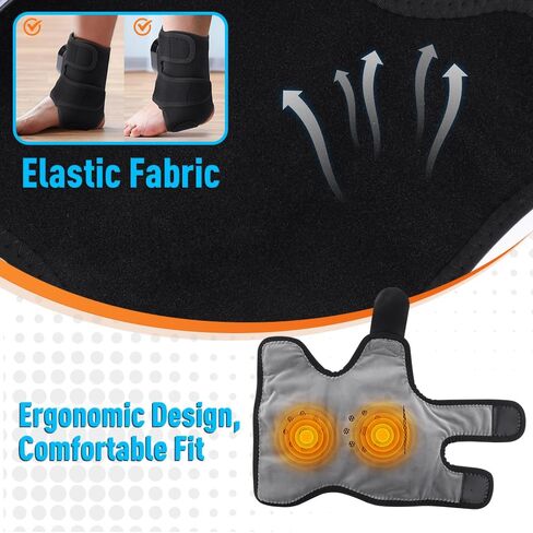 Wearable Ankle Massager with Heat & Vibration, Cordless Heated Ankle Wrap for Ankle and Foot Comfort, Adjustable Heat Levels, Rechargeable, Single, Black in Saudi Arabia