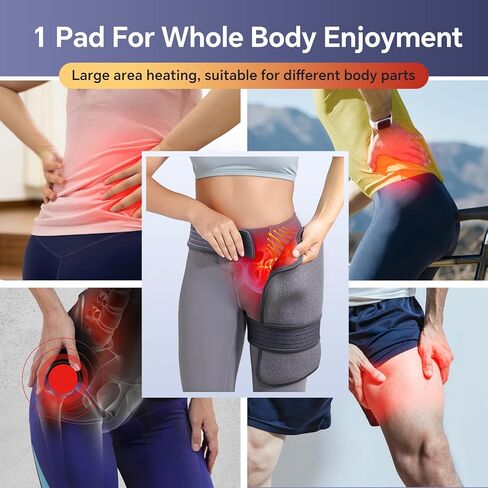 Hip Heating Pad for Hip Pain Relief, Heated Hip Brace for Sciatica Pain Relief, Back/Thigh/Leg/Buttock Electric Heating Therapy Pad for Men Women, 3 Heat and 13 Timing Settings in Saudi Arabia